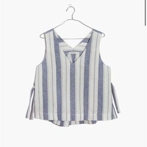 NWT madewell side tie linen stripe tank top size xs